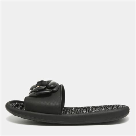 chanel camellia slides|chanel camellia sandals black.